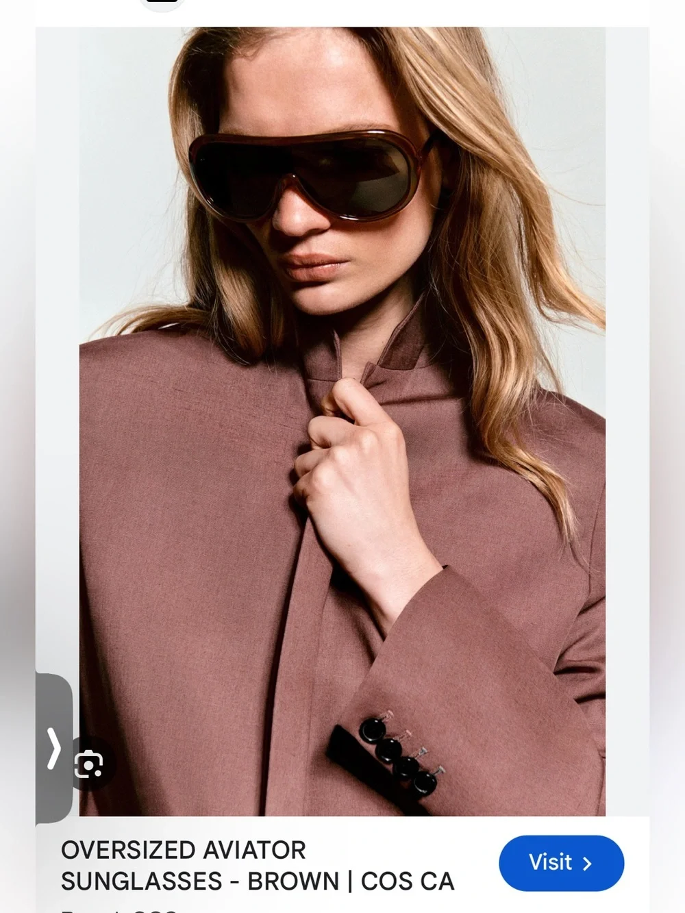 💄COS Oversized Aviator Sunglasses - Amber Brown NEW